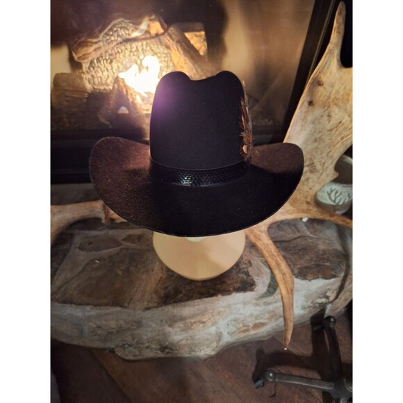 Vintage Bailey Western Custom Cowboy BLACK Dura-felt 6 7/8 - Picture 7 of 12